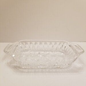 Vintage Relief Heavy High Quality Czech Bohemian Cut Etched Crystal Serving Dish